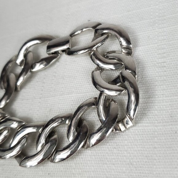 Vintage Napier Chunky Silver Tone Link Bracelet - Picture 2 of 8